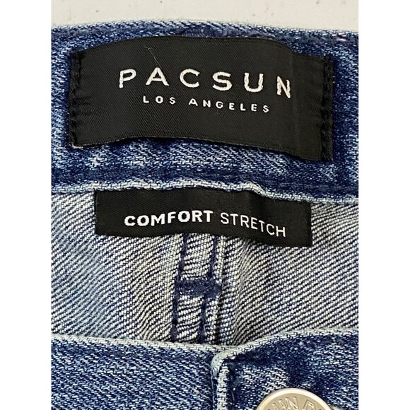 PacSun Stacked Skinny Jeans Mens 34x32 Blue Wash Comfort Stretch Denim - Picture 10 of 12
